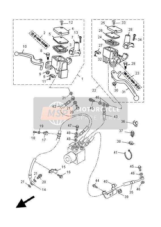 Yamaha YP125RA 2014 Maître-cylindre avant pour un 2014 Yamaha YP125RA